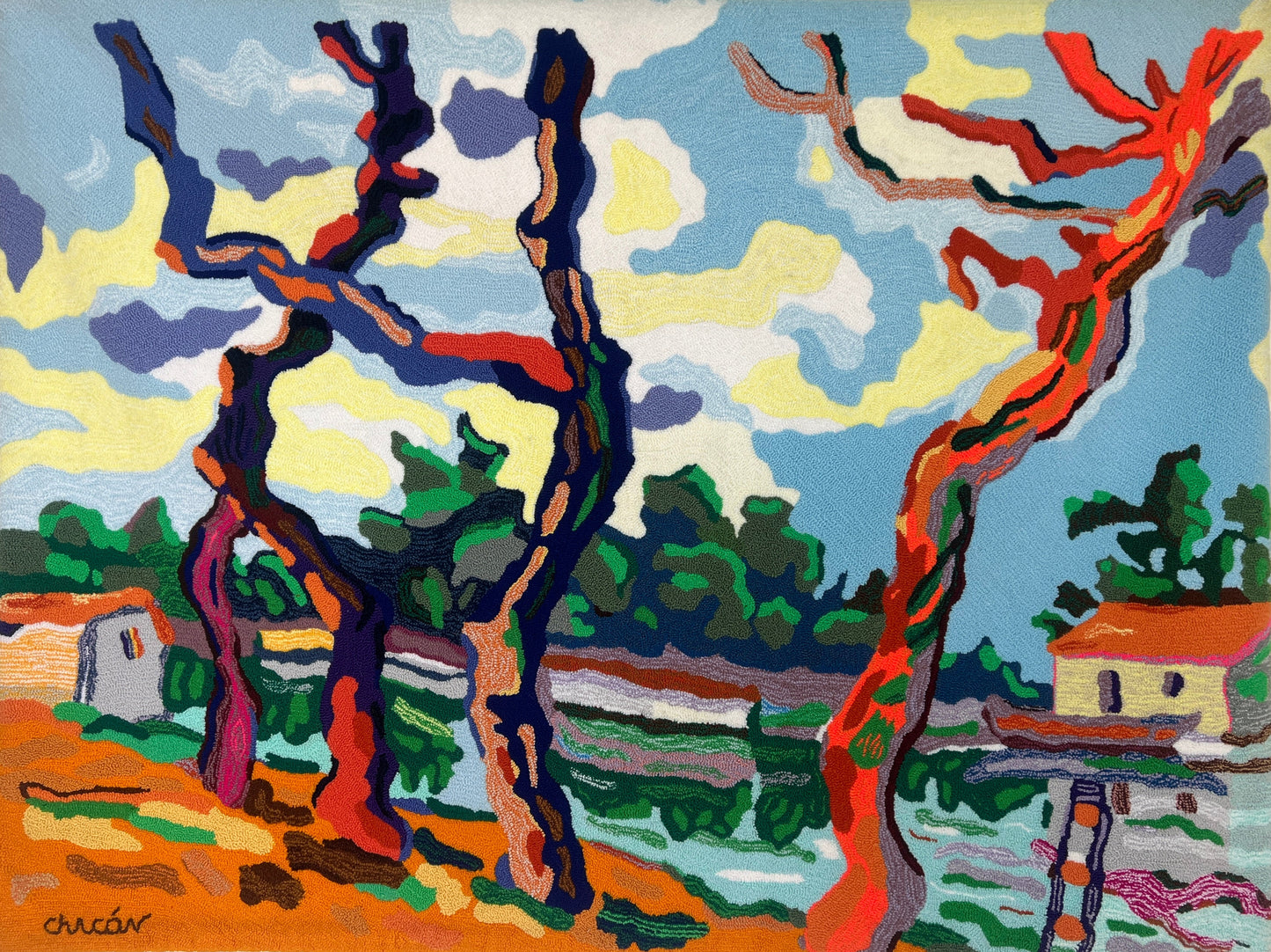 Paisaje de Pueblo (Obra pendant / compañera de Árboles Secos)