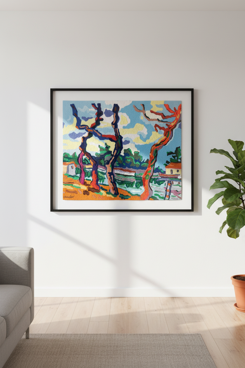 Paisaje de Pueblo (Obra pendant / compañera de Árboles Secos)